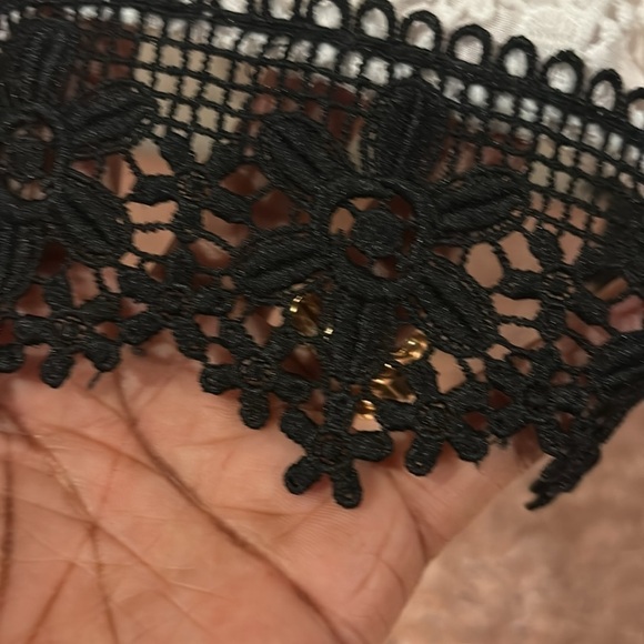 Anthropologie Shani White Lace Dress W/ Black Lace Accents Size - 6 - Picture 7 of 10